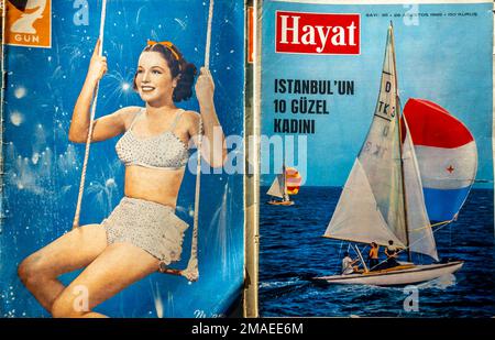 Hayat et 7Gun le magazine turc couvre 1960s Banque D'Images