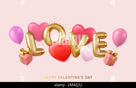 3D composition créative romantique. Illustration de Vecteur