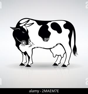 silhouette d'une vache laitière sur un fond clair Illustration de Vecteur