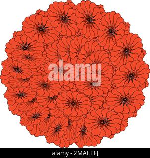 Illustration d'une texture mandale de fleurs rouges isolée sur un fond blanc Illustration de Vecteur