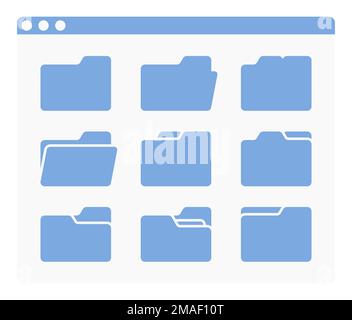 fenêtre d'interface de bureau avec dossiers forme icône isolé simple ui vecteur plat illustration Illustration de Vecteur