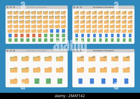 fenêtre d'interface de bureau avec dossier et format de fichier jpg pdf isolé simple ui vecteur plat illustration Illustration de Vecteur