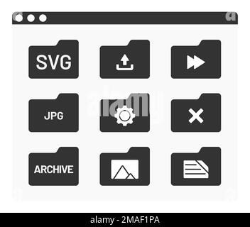 fenêtre d'interface de bureau avec dossiers forme icône isolé simple ui vecteur plat illustration Illustration de Vecteur