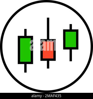 Icône de graphique à bougeoirs ronds. Fluctuation du cours de l'action. Vecteur modifiable. Illustration de Vecteur