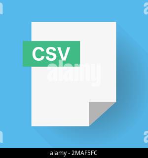 Icône de fichier CSV isolée sur fond bleu. Vecteur modifiable. Illustration de Vecteur