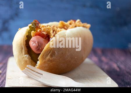 Hot-dog gros plan Banque D'Images