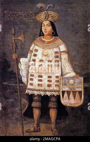 Tupac Amaru. Portrait du dirigeant incan, Túpac Amaru (1545-1572), peinture, 18th siècle. Tupac Amaru était la dernière Sapa Inca de l'État Neo-Inca, la dernière partie indépendante de l'Empire Inca. Il a été exécuté par les Espagnols. Banque D'Images