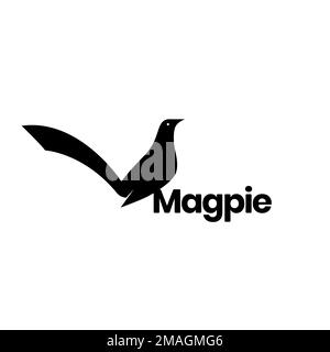 oiseau exotique perché magpie longues queues isolées moderne noir logo design vectoriel icône modèle d'illustration Illustration de Vecteur