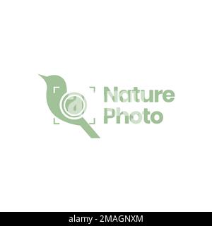 photographe nature sauvage oiseau obturateur appareil photo moderne logo design vecteur icône modèle d'illustration Illustration de Vecteur