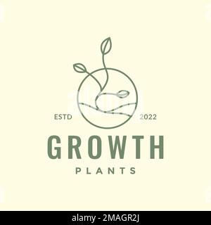 agriculture champ plante jardin croissance cercle hipster logo design vecteur icône modèle d'illustration Illustration de Vecteur