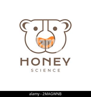 tête ours miel science formule géométrique laboratoires verre logo design vecteur icône modèle d'illustration Illustration de Vecteur