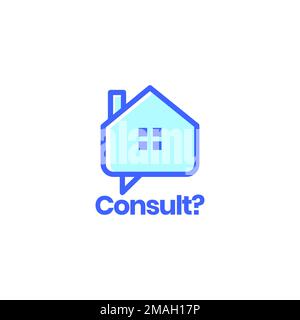 accueil maison immobilier conseil bulle chat discussion discussion architecte parlant bâtiment abstrait logo design vecteur icône modèle d'illustration Illustration de Vecteur
