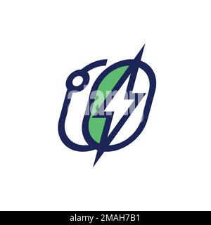 Flash Thunderbolt Energy Power logo design template Vector Linear style.EPS 10 Illustration de Vecteur