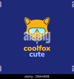tête d'animal renard cool lunettes de soleil dessin animé mascotte logo design vecteur icône modèle d'illustration Illustration de Vecteur