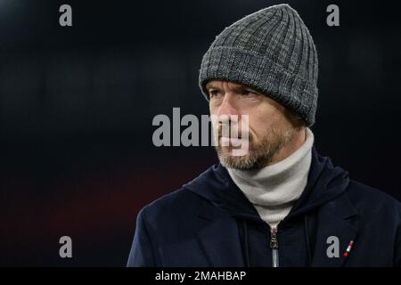 LONDRES, ANGLETERRE - JANVIER 18 : le manager Erik Ten Hag de Manchester United lors du match de la Premier League entre Crystal Palace et Manchester United Banque D'Images
