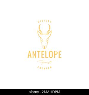antilope tête long corne cerf courir forêt rapide savane herbe logo design vecteur icône modèle d'illustration Illustration de Vecteur
