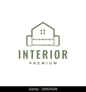 canapé intérieur confortable minimaliste moderne maison relax logo design vector icône modèle d'illustration Illustration de Vecteur