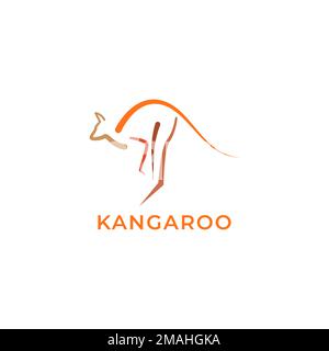 animal endémique australien kangaroo jump abstrait logo design vector icône modèle d'illustration Illustration de Vecteur