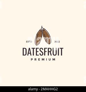 fruits doux date fruits nourriture sucrée saison de viande de couleur hipster logo design vecteur icône modèle d'illustration Illustration de Vecteur