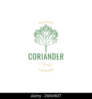 coriandre cuisson des légumes menu nourriture épice logo hipster design vector icône modèle d'illustration Illustration de Vecteur