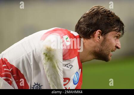 Naples, Italie. 18 janvier 2023. Bartosz Bereszynski de SSC Napoli pendant le match de Coppa Italia entre SSC Napoli et US Cremonese au Stadio Diego Arman Banque D'Images