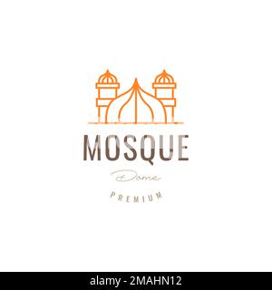 mosquée dôme géant musulman ligne de prière minimal logo design vecteur icône modèle d'illustration Illustration de Vecteur