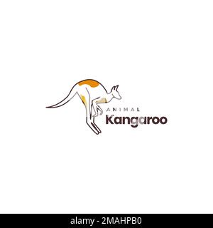 australie endémique animal kangaroo jump art lignes abstrait logo design vecteur icône modèle d'illustration Illustration de Vecteur