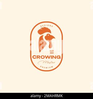 tête poulet coq poulet poulet aliment badge vintage logo design vector icône modèle d'illustration Illustration de Vecteur