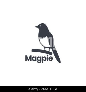 oiseau magpie perché sur branche exotique isolé moderne coloré logo design vecteur icône modèle d'illustration Illustration de Vecteur