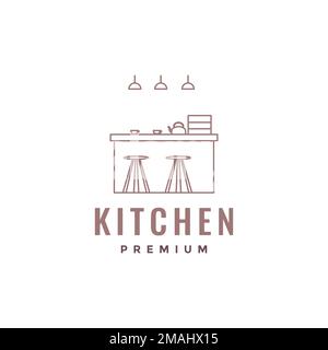 ensemble de cuisine éclairage en bois et confortable minimaliste moderne logo design vector icône modèle d'illustration Illustration de Vecteur