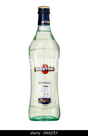 Chisinau, Moldavie - 26 janvier 2016: Bouteille de Martini Bianco Vermouth, Italie Banque D'Images