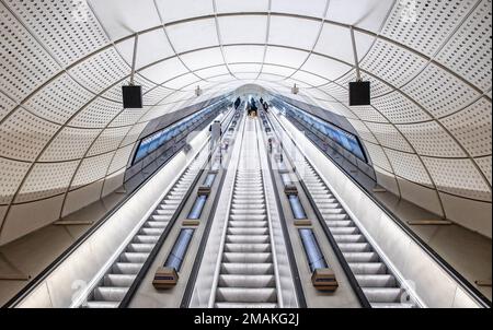 Tunnels de la New Elizabeth Line Londres, Royaume-Uni Banque D'Images