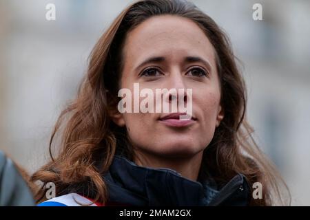 Paris, France, 19/01/2023. Les grévistes manifestent à Paris contre la réforme des retraites du gouvernement. Pierre Galan/Alamy Live News Banque D'Images