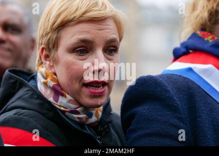 Paris, France, 19/01/2023. Les grévistes manifestent à Paris contre la réforme des retraites du gouvernement. Pierre Galan/Alamy Live News Banque D'Images