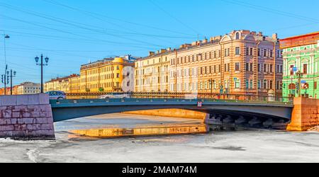 St. Petersbourg Russie Pont de Leshtukov sur la rivière Fontanka Banque D'Images