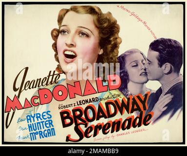 Affiche du film vintage pour la comédie musicale américaine 'Broadway Serenade'(1939). Avec Jeanette MacDonald, avec Lew Ayres, Dan Hunter et Frank Morgon. MGM image Hollywood USA Banque D'Images