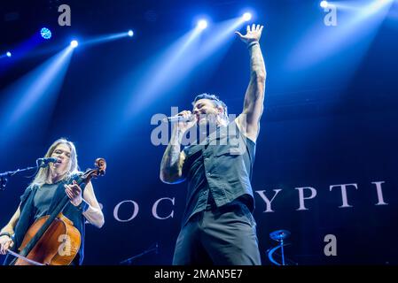 RIGA, LETTONIE. 19th janvier 2023. Concert du groupe finlandais Apocalyptica à l'Arena Riga. Credit: Gints Ivuskans/Alamy Live News Banque D'Images