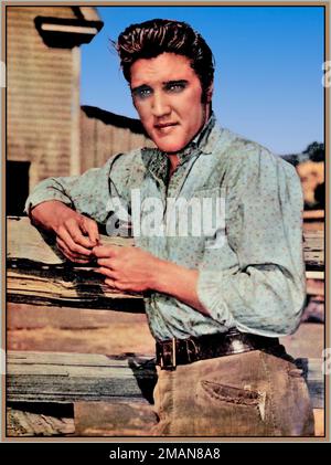 Elvis Presley dans le film ‘Love Me Tender’ Vintage 1950s Publicité encore sur le plateau 1 janvier 1957 Hollywood USA Banque D'Images