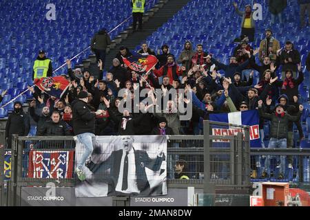 Rome, Italie. 19th janvier 2023. Supporters de Bologne pendant le match de football de la coupe d'Italie, Stadio Olimpico, Lazio v Bologna, 19th janv. 2022 Fotografo01 crédit: Independent photo Agency/Alamy Live News Banque D'Images