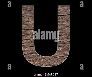 Lettre U majuscule de l'alphabet - texture rustique cortex d'arbre Banque D'Images