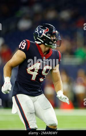 Houston Texans linebacker Jake Hansen (49) looks to defend during an NFL  preseason game against the San Francisco 49ers on Thursday, August 25,  2022, in Houston. (AP Photo/Matt Patterson Stock Photo - Alamy