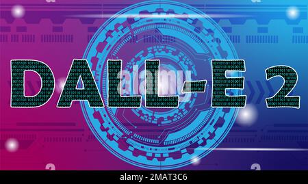 DALL-E 2 en format binaire sur fond futuriste. DALL-E 2 est un programme d'intelligence artificielle. dalle2 est le programme de l'ai ouvert pour me faire Banque D'Images