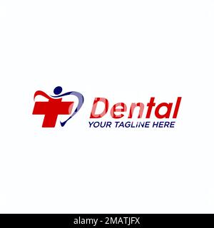 Dent ou dents et médical croix image graphique icône logo design abstrait vecteur stock. Peut être utilisé comme symbole de santé ou de soins dentaires Illustration de Vecteur