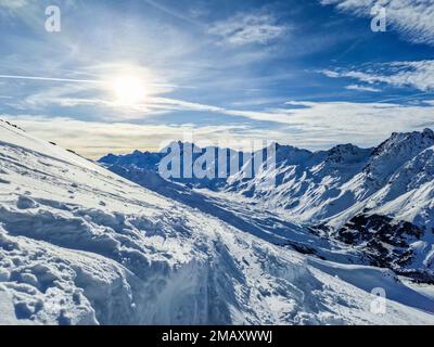 Autriche Paznaun montagnes Rocheuses Paysage avec neige Banque D'Images