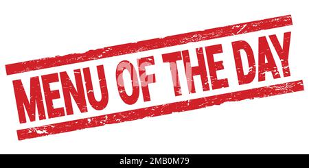 MENU DU TEXTE DU JOUR inscrit sur le signe rouge du rectangle. Banque D'Images