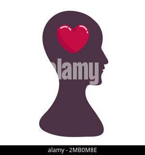 Le concept du cœur et du cerveau, le conflit entre les émotions et la pensée rationnelle, le travail d'équipe et l'équilibre entre l'âme et l'intelligence. Logo vectoriel ou icône Desi Illustration de Vecteur