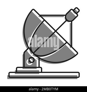 Linéaire rempli de gris icône radio Telescope pour explorer l'univers et l'espace. Observations ostronomiques des étoiles. Découvertes en astrophysique. Illustration de Vecteur