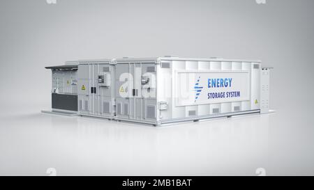 3d système de stockage d'énergie de rendu ou unité de conteneur de batterie Banque D'Images