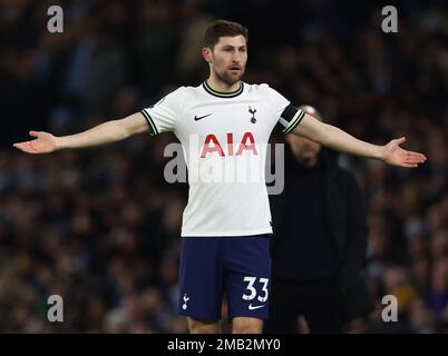 Manchester, Royaume-Uni. 19th janvier 2023. Ben Davies, de Tottenham, lors du match de la Premier League au Etihad Stadium, Manchester. Credit: Sportimage/Alay Live News Banque D'Images