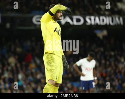 Manchester, Royaume-Uni. 19th janvier 2023. Hugo Lloris de Tottenham lors du match de la Premier League au Etihad Stadium de Manchester. Credit: Sportimage/Alay Live News Banque D'Images